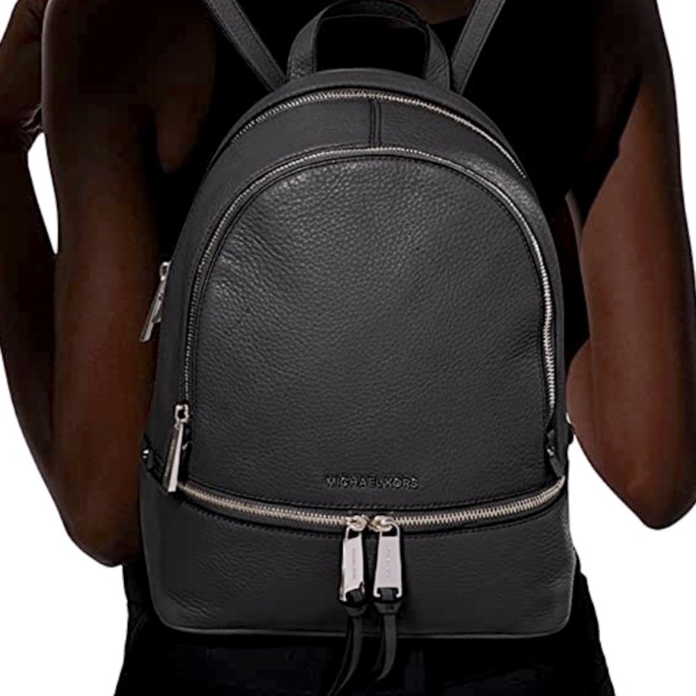 Michael Kors Rhea Zip Black Leather Backpack
